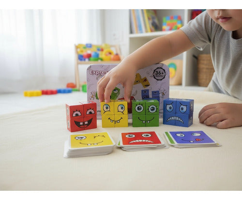 Juego De Puzzle Cubos Didáctico Expresiones Y Emociones