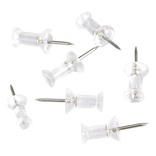 Pack 50 Chinchetas Push Pin Transparentes Pizarras Corcho