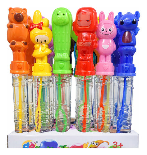 Pack 24 Burbujas Vara 25cm Para Niños Diseños Cumpleaños