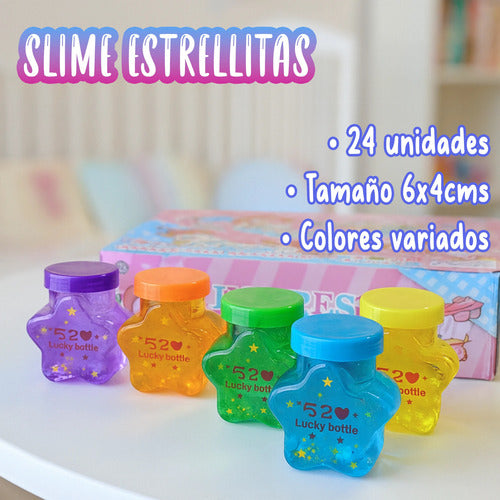 Pack 24 Slime Diseño Estrella Colores Surtidos Juguete Niños