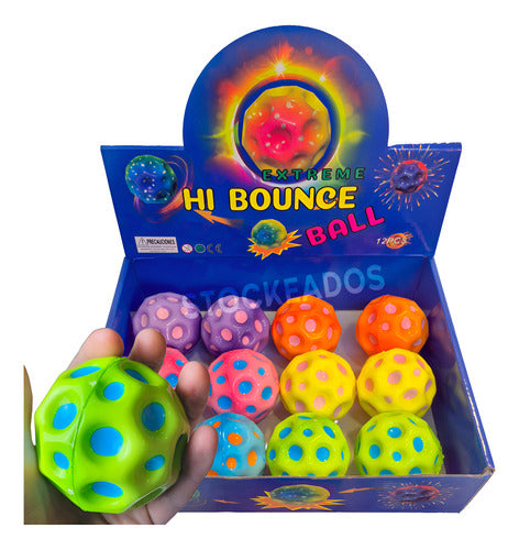Pack 12 Pelotas Asteroide De Rebote Alto Juguete Sensorial
