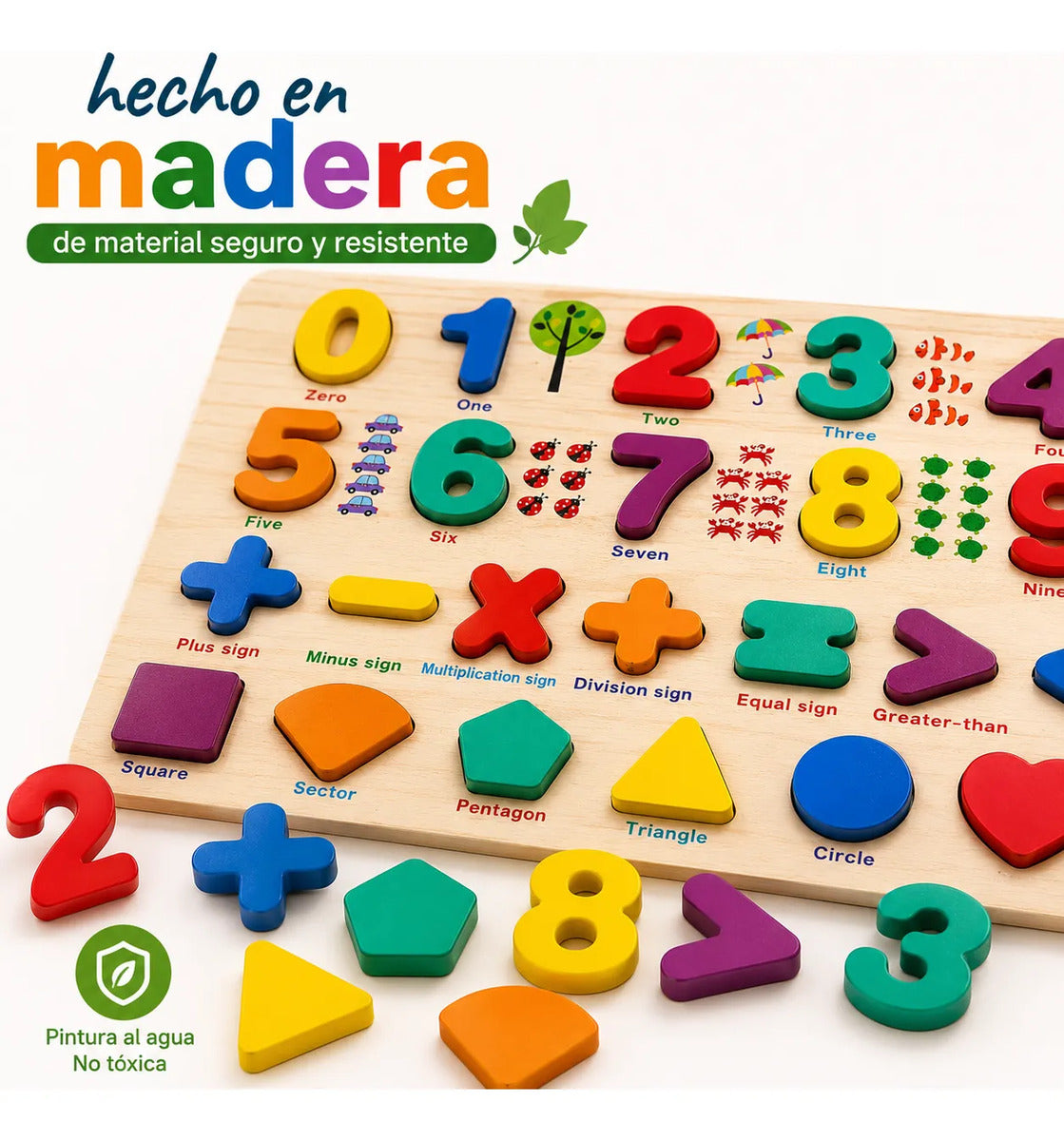 Encaje De Números De Madera Juego Didáctico Para Niños Surtido