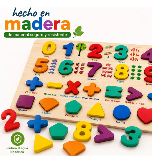Encaje De Números De Madera Juego Didáctico Para Niños Surtido