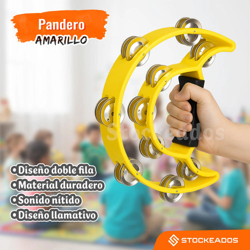 Pandero Media Luna Color Amarillo