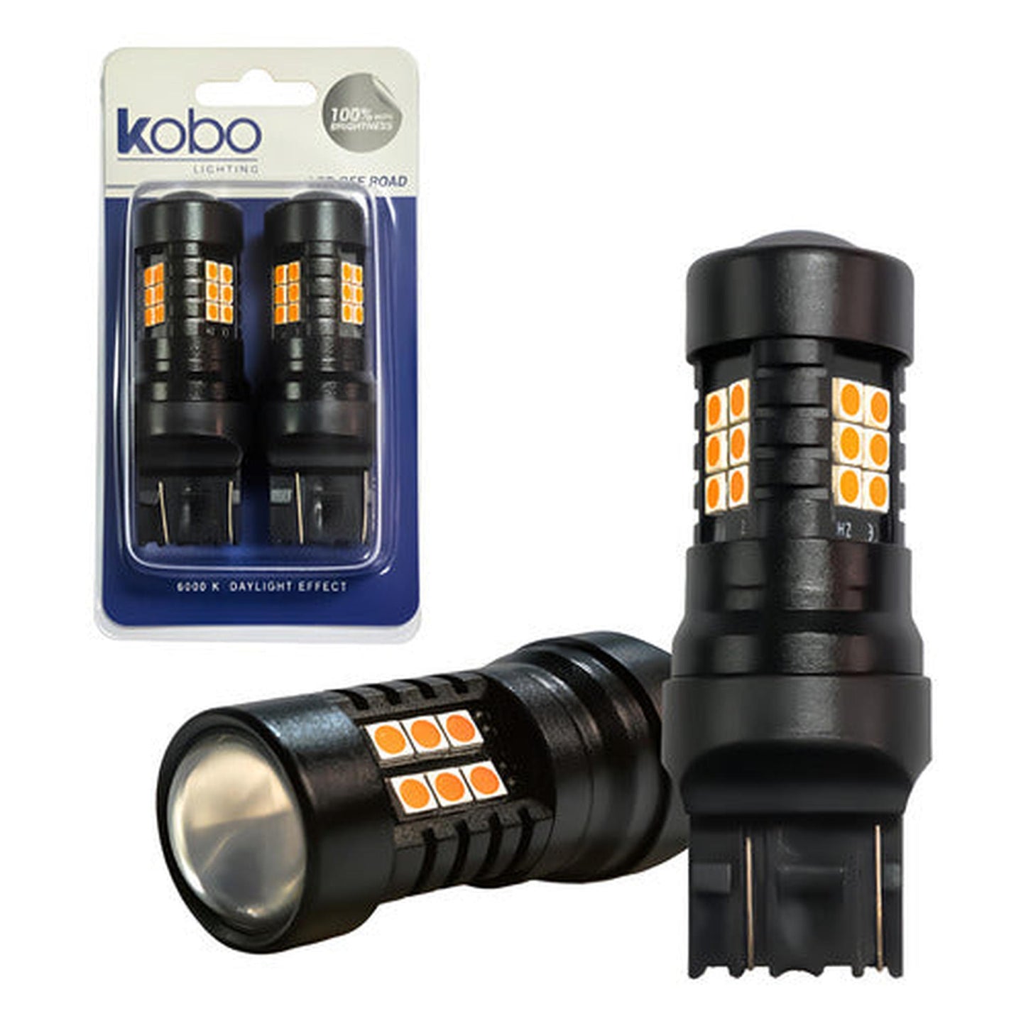 Pack 2 Ampolletas Led T20 Canbus 7443 12v Ámbar Marca Kobo