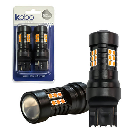 Pack 2 Ampolletas Led T20 Canbus 7443 12v Ámbar Marca Kobo