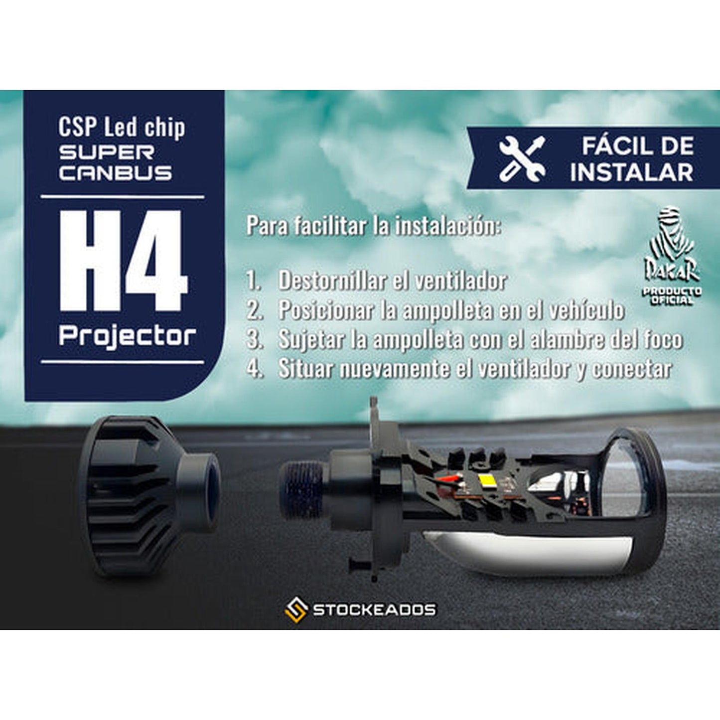Kit Ampolletas Kb1 Turbo Led Canbus Foco Lupa H4 40.000lm