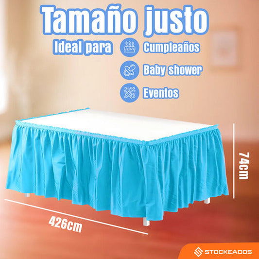 Faldón De Mesa Color Celeste 74 X 426cm Decoración Fiestas