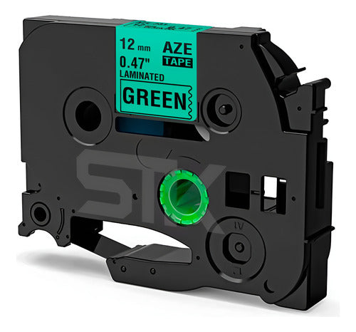 Cinta Tze-731 Alternativa 12mmx8m Verde Letras Negras