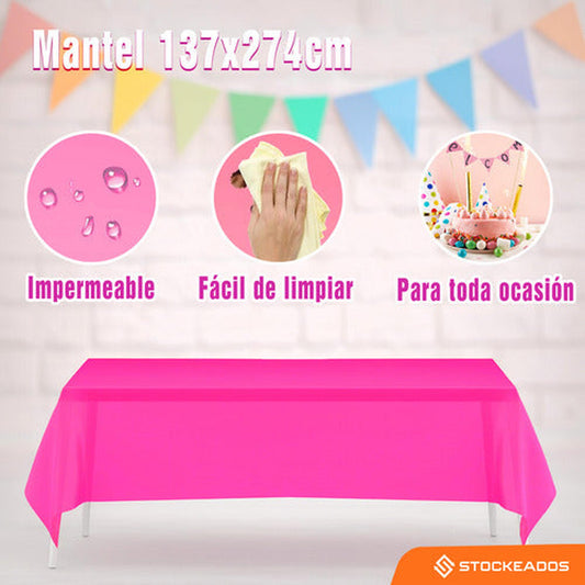 Mantel Plastico 137x274cm Color Fucsia Para Cumpleaños