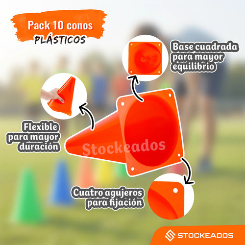 10 Conos De Entrenamiento 23cm Crossfit Deporte/tráfico