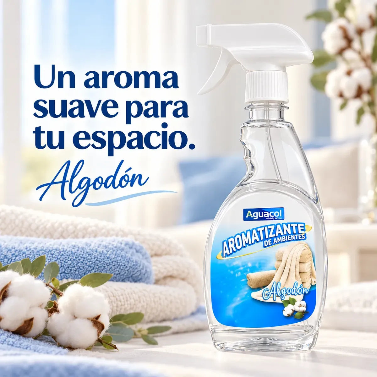 Aromatizante De Auto Ambientes Aguacol Aroma Algodon 550cc Blanco Algodón