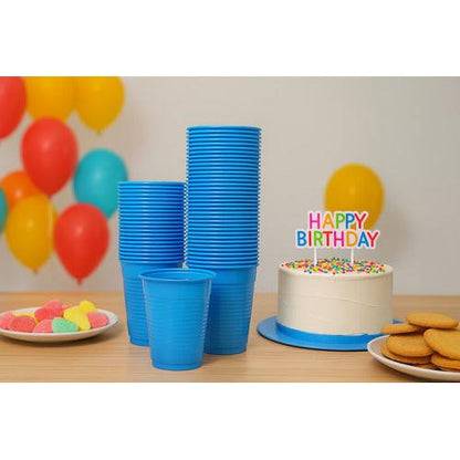 Pack 50 Vasos Plásticos Cumpleaños Color Celeste 200ml