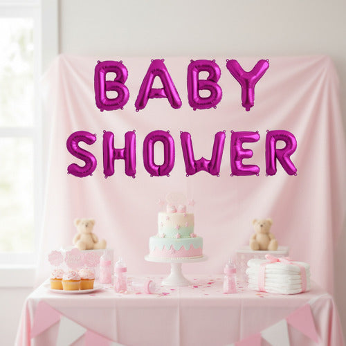Globos Baby Shower Fucsia Letras Baby Shower Niña
