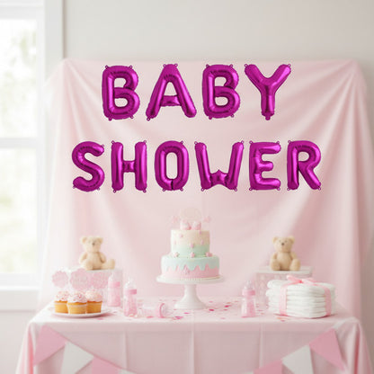 Globos Baby Shower Fucsia Letras Baby Shower Niña