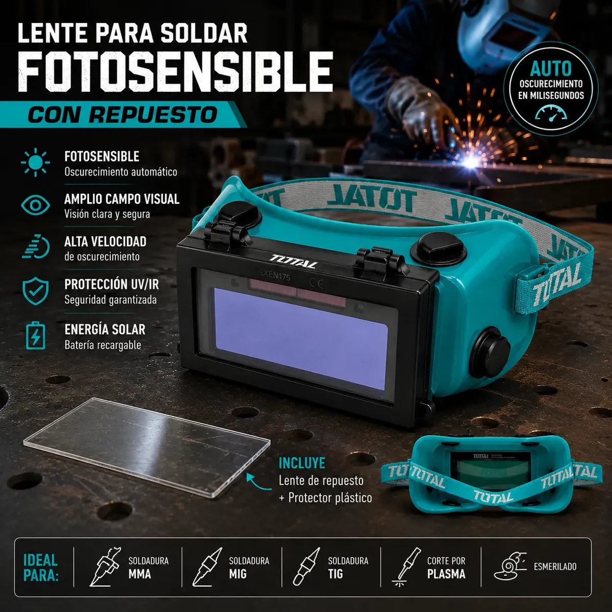 Lente Para Soldar Fotosensible Con Repuesto Tsp9403