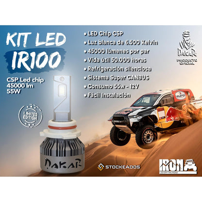 Kit Luces Led Ir100 Dakar H1 H4 H7 H11 9005 9006 45000lm 55w