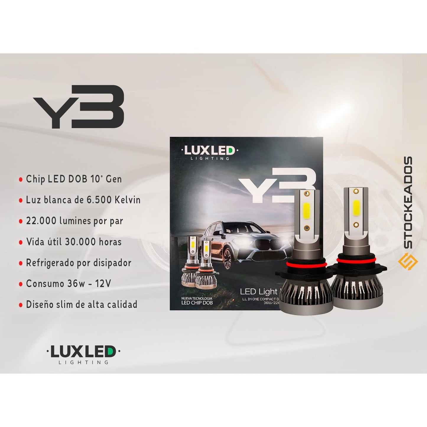 Kit Ampolleta Led Y3 H1 H3 H4 H7 H11 H27 9005 9006 22.000lm