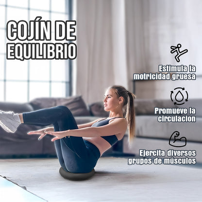 Cojin Yoga Sensorial Propioceptivo Tea Color Negro + Inflador