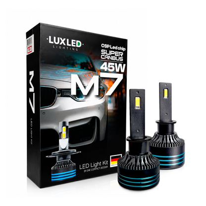 Kit Ampolletas Turbo LED M7 45W Super Canbus | 45.000 Lúmenes | 6500K Luz Blanca