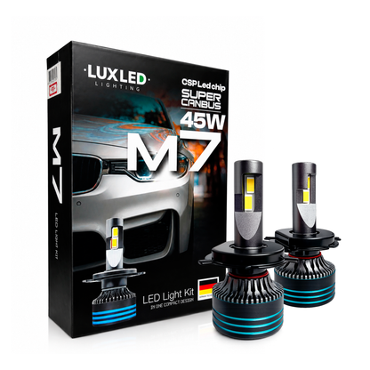 Kit Ampolletas Turbo LED M7 45W Super Canbus | 45.000 Lúmenes | 6500K Luz Blanca