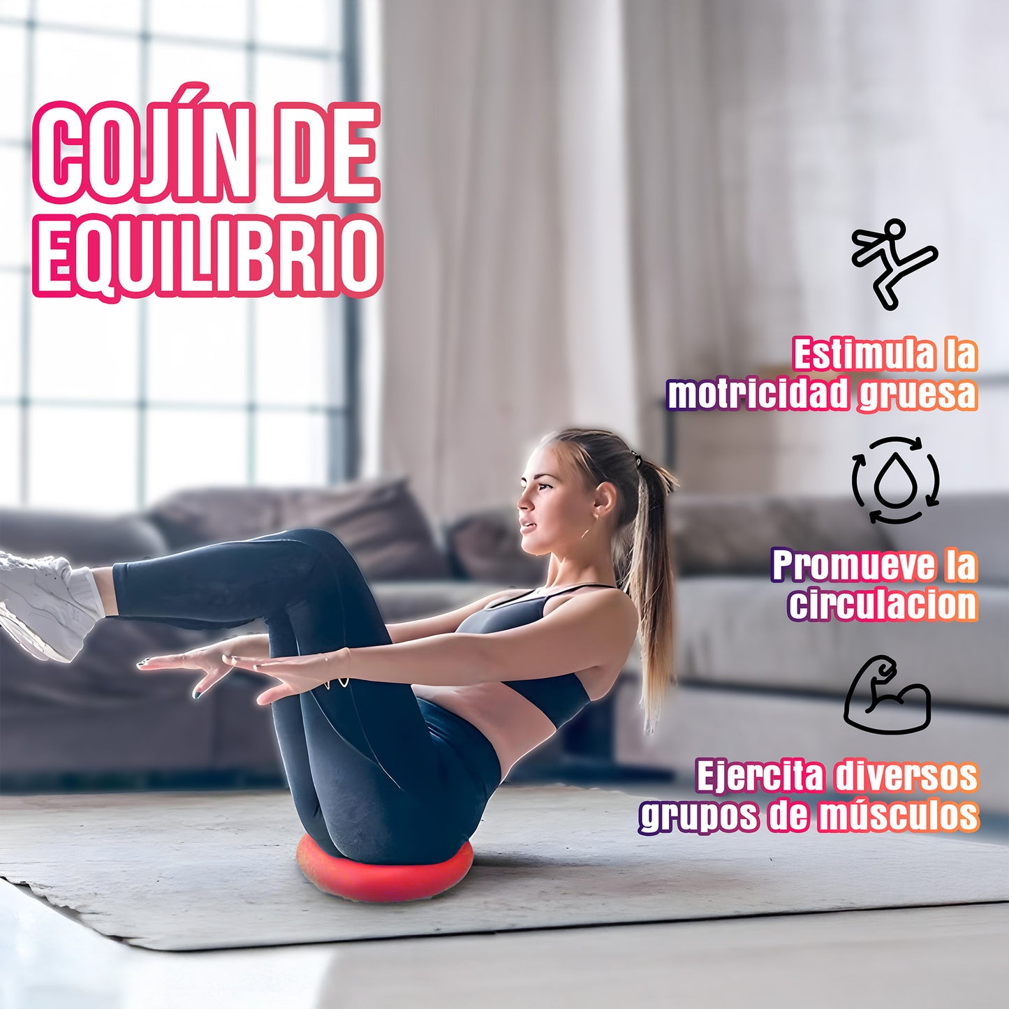 Cojin Yoga Sensorial Propioceptivo Tea Color Rojo + Inflador