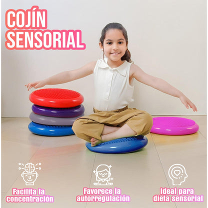 Cojin Yoga Sensorial Propioceptivo Tea Color Rosado + Inflador