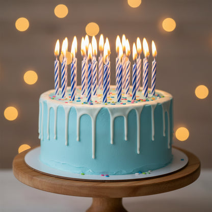 Pack 24 Velas de Cumpleaños Azules Espiral – Velas para Torta